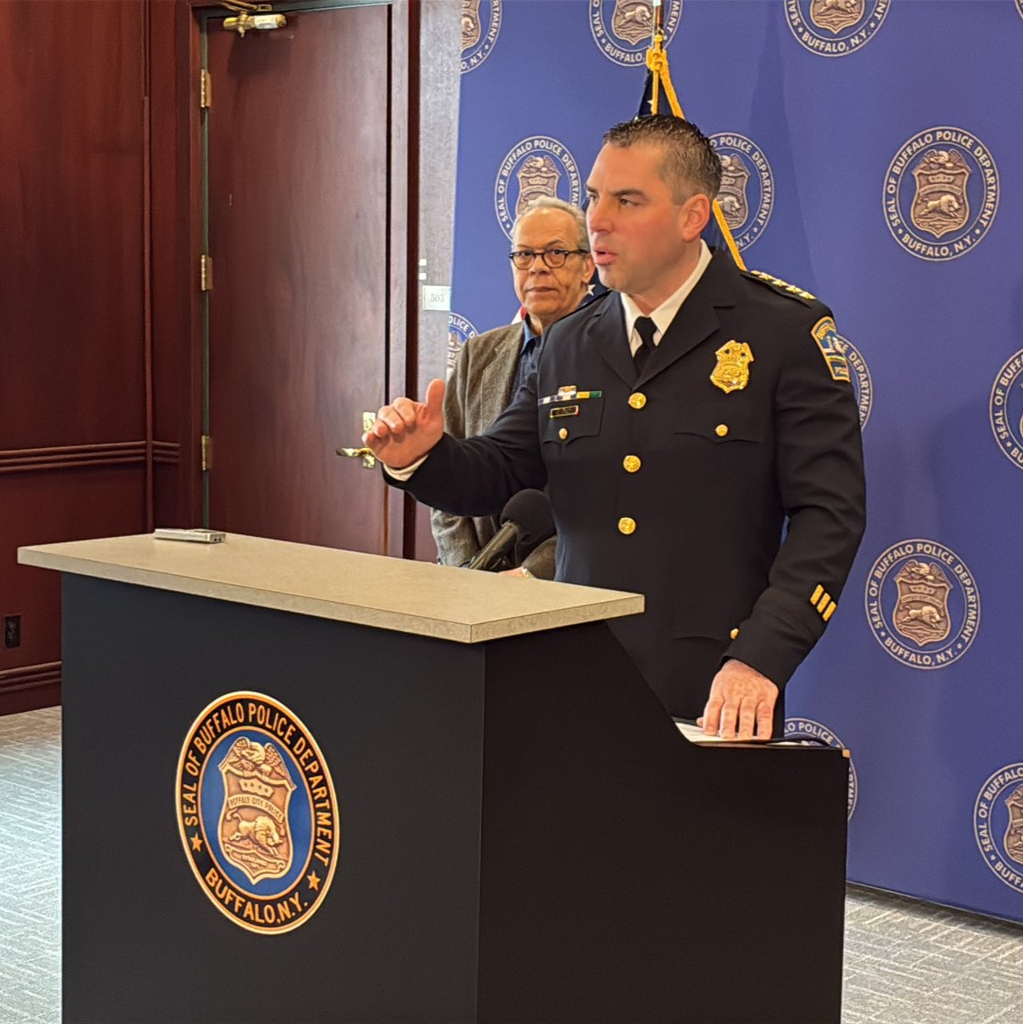 Interim Buffalo Police commissioner Craig Macy runs down the timeline of an officer-involved shooting on Thursday night along Minnesota Avenue episode artwork