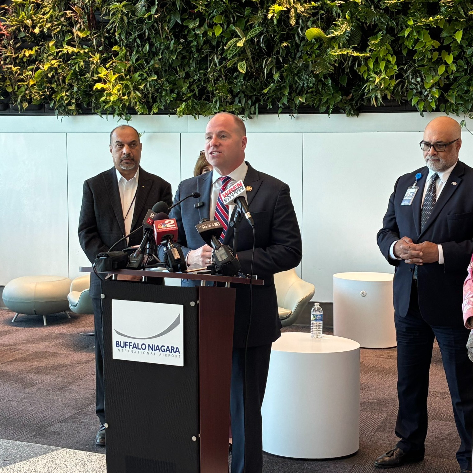 Congressman Tim Kennedy (D, NY-26) announces federal funding for the Buffalo Niagara International Airport to secure four new shuttle buses episode artwork