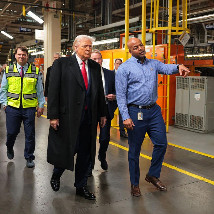Touring Ford plant, Trump stresses he wants cars built in the U.S.