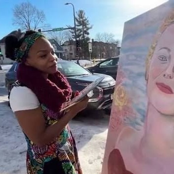 On a day of kindness, Noval Noir painted a portrait of Renee Nicole Good episode artwork
