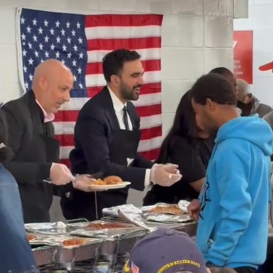 Mayor elect Zohran Mamdani serves food at nonprofit Veterans residence