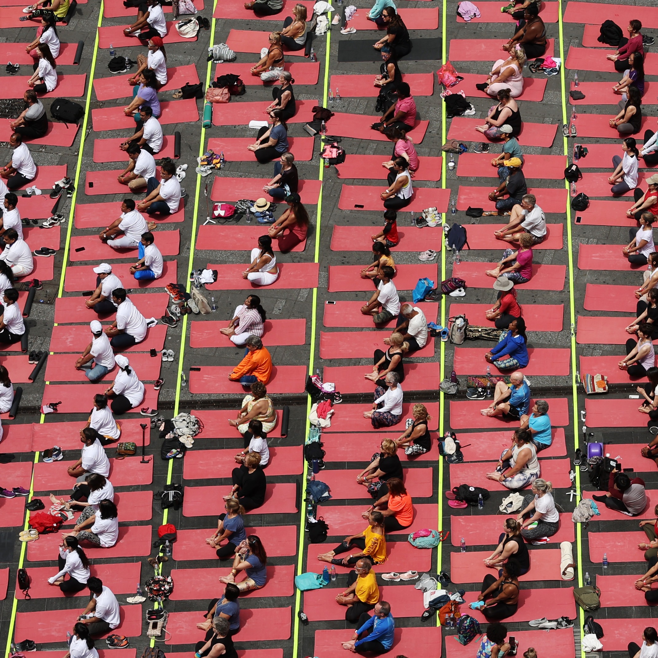 Thousands do yoga in Times Square episode artwork