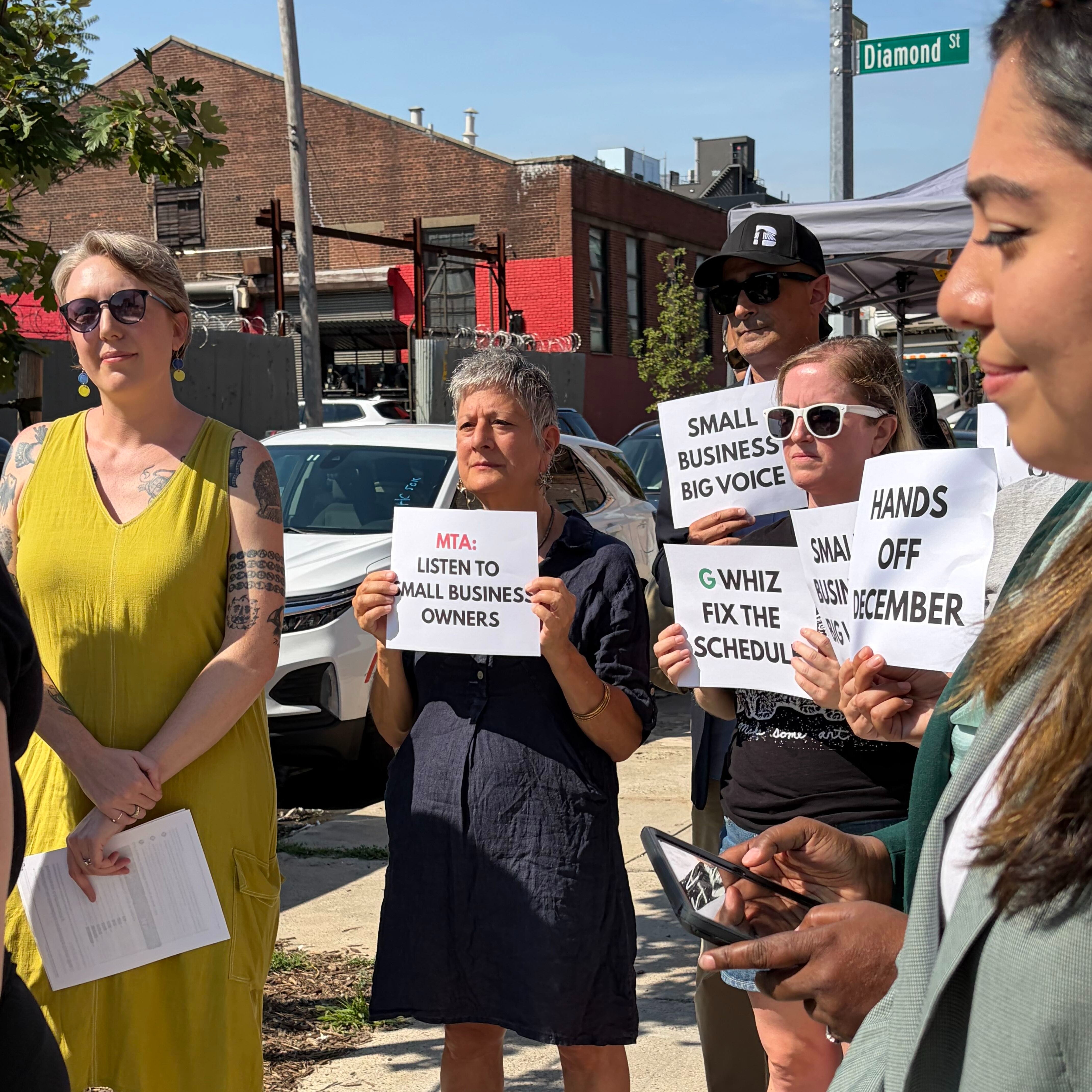 Small businesses in Greenpoint rally to protest G train shutdowns episode artwork