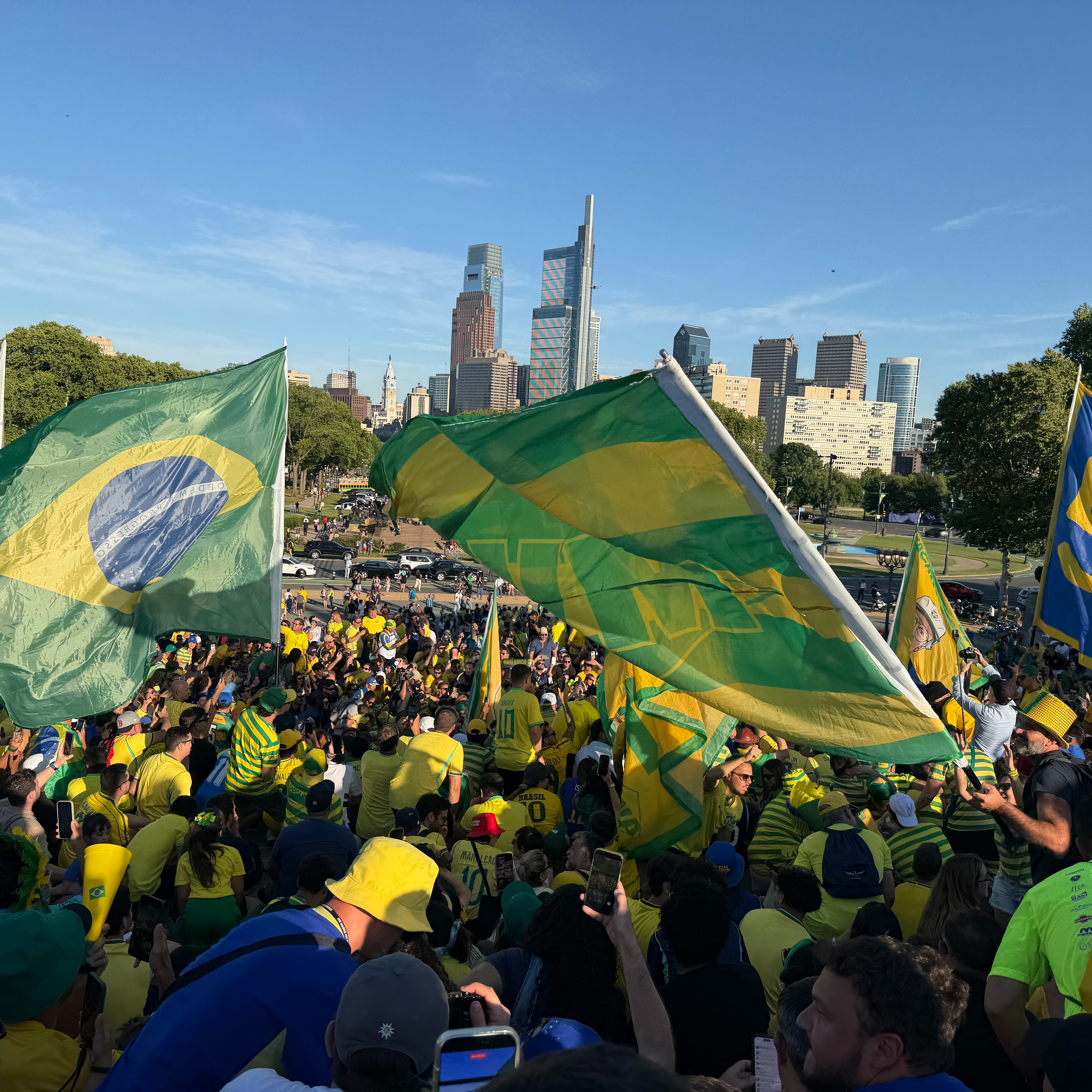 Brazil fans take over Art Museum steps ahead of Haiti match in South Philly episode artwork