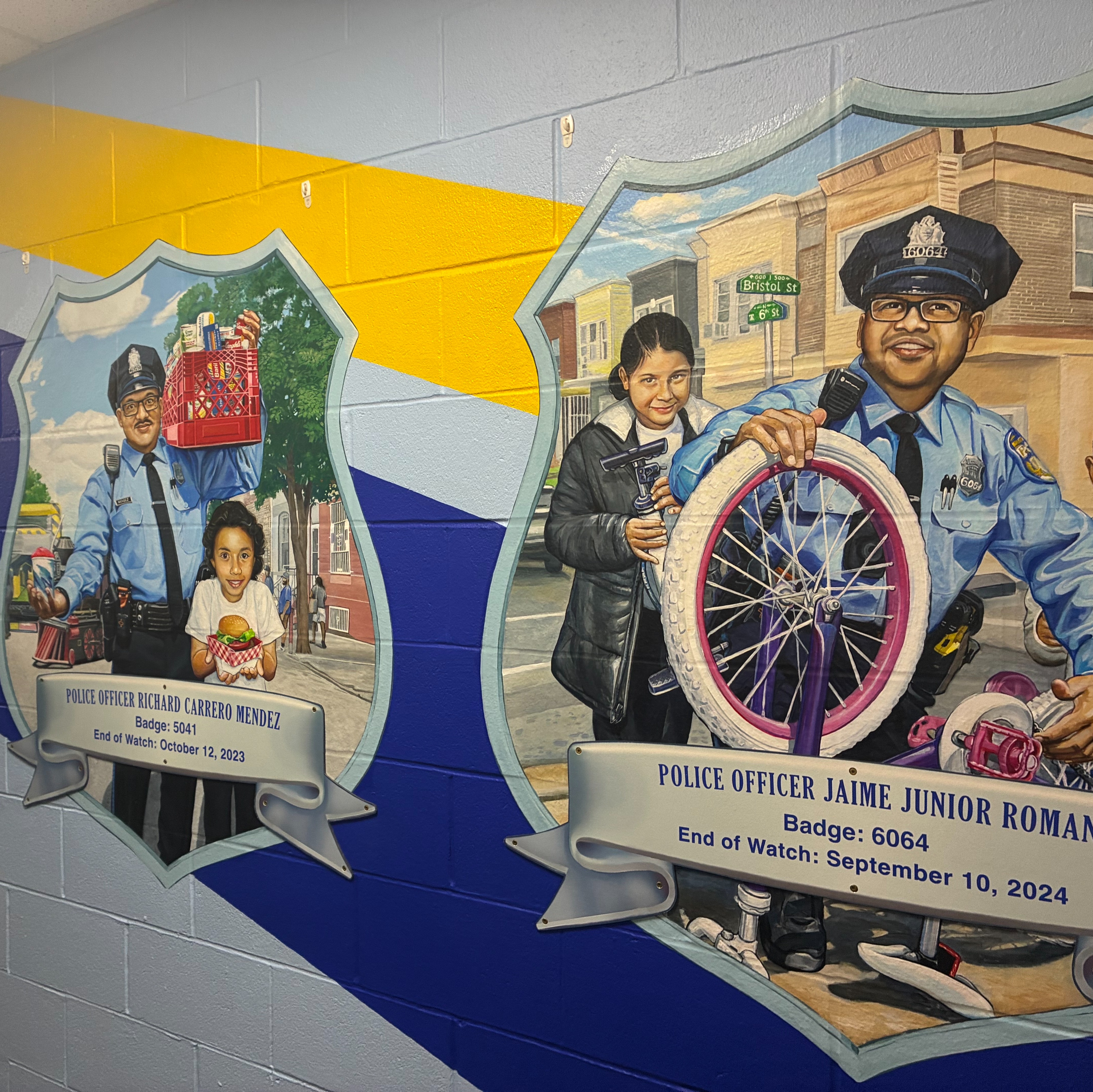 Police unveil mural honoring fallen 25th District officers McDonald, Roman and Mendez episode artwork