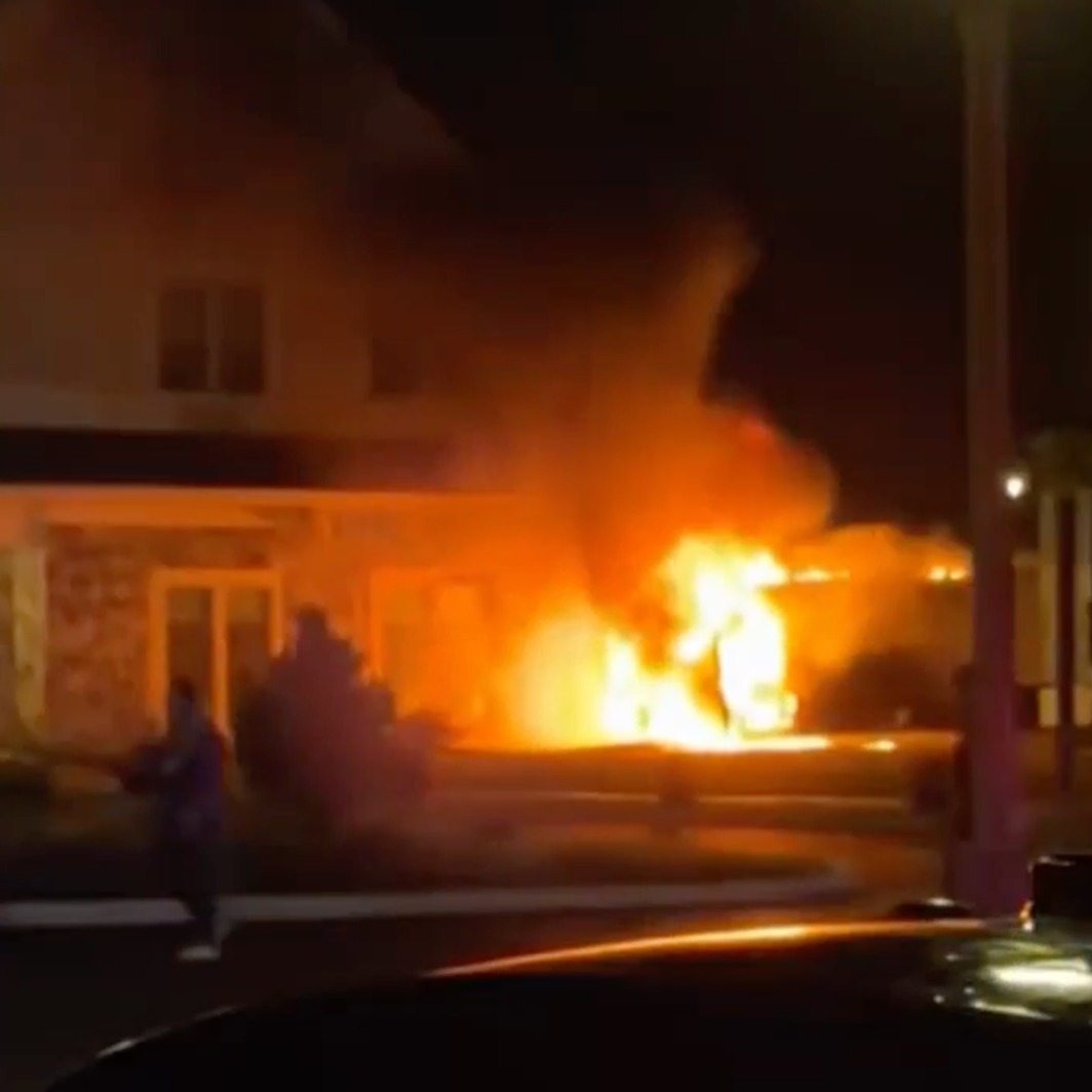 Van bursts into flames after crashing into NJ nursing home episode artwork