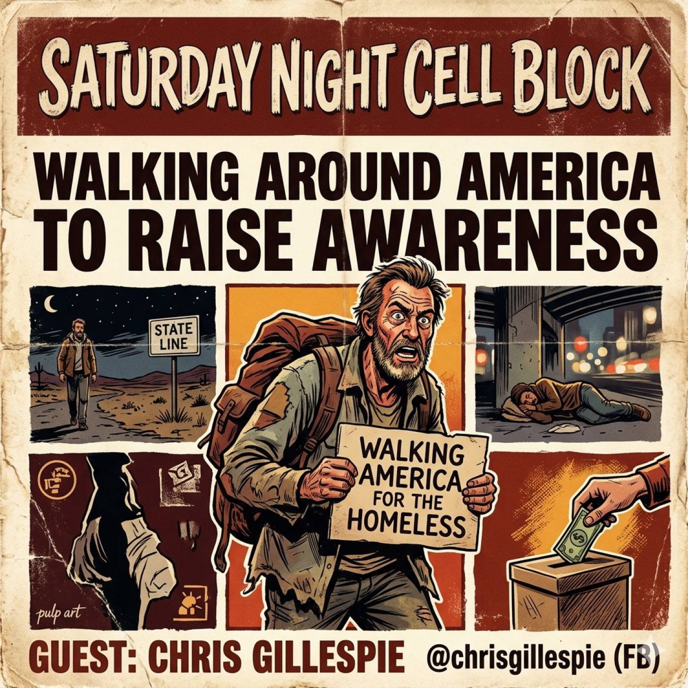 Im walking around the country to support homeless awareness episode artwork
