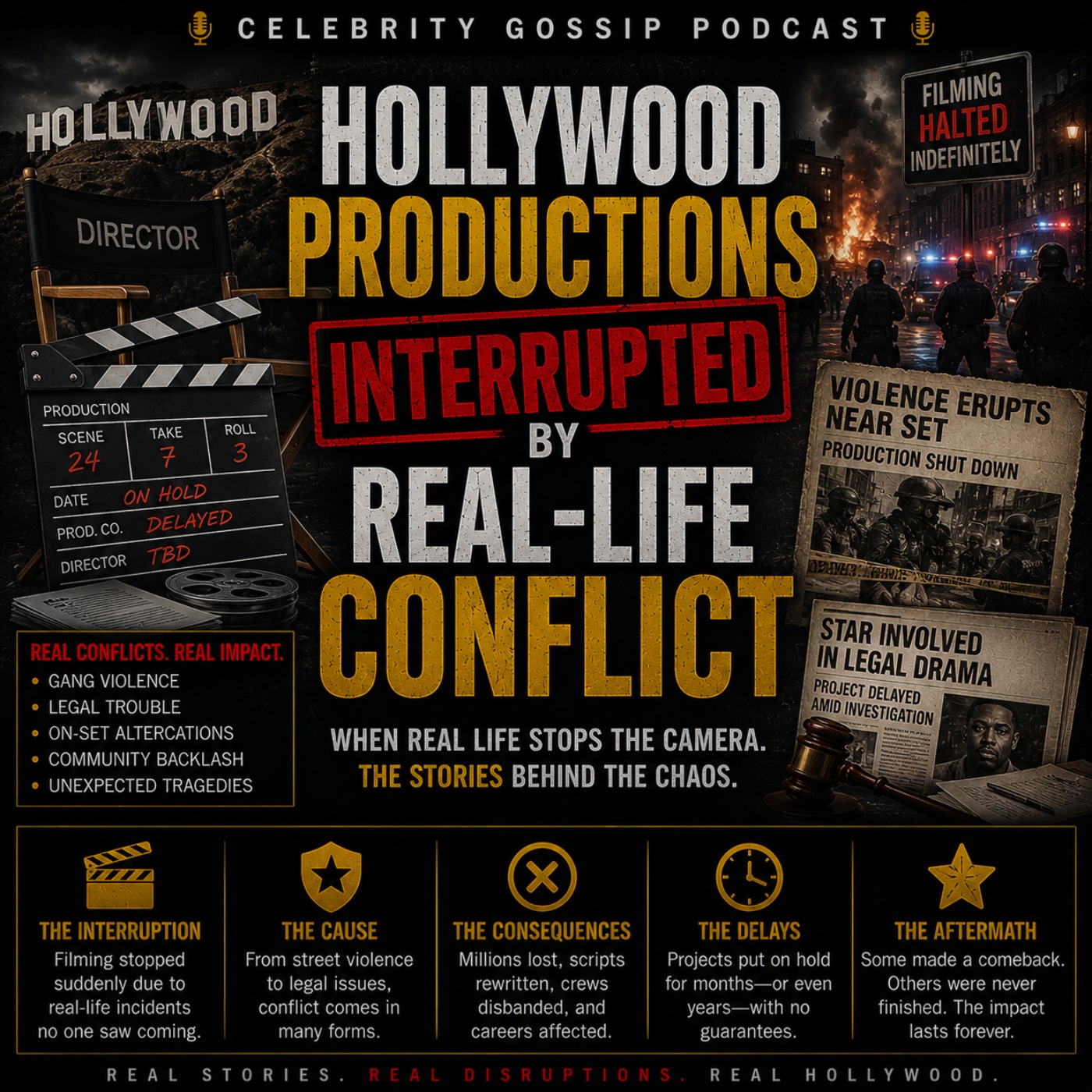 Hollywood Productions Interrupted by Real-Life Conflict episode artwork