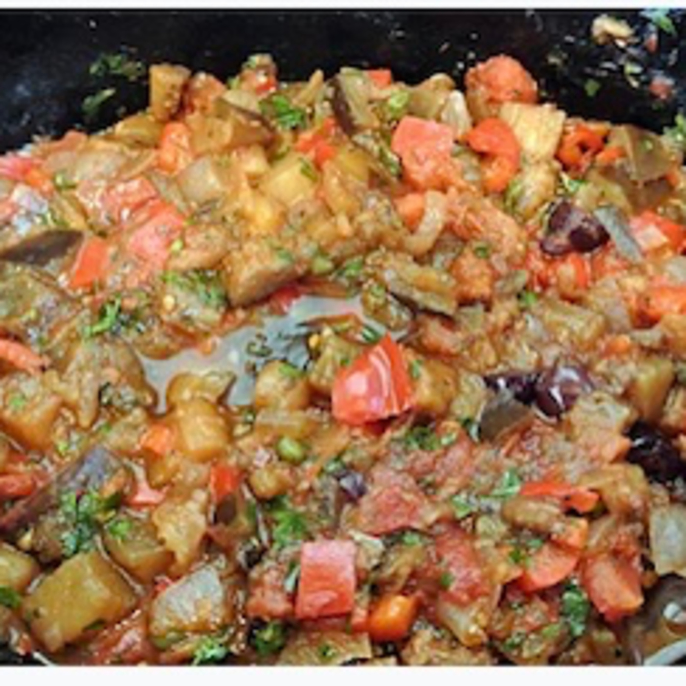 Caponata is a Sicilian dish consisting of chopped fried eggplant/aubergine and other vegetables, seasoned with olive oil, tomato sauce, celery, olives, and capers, in an agrodolce sauce episode artwork