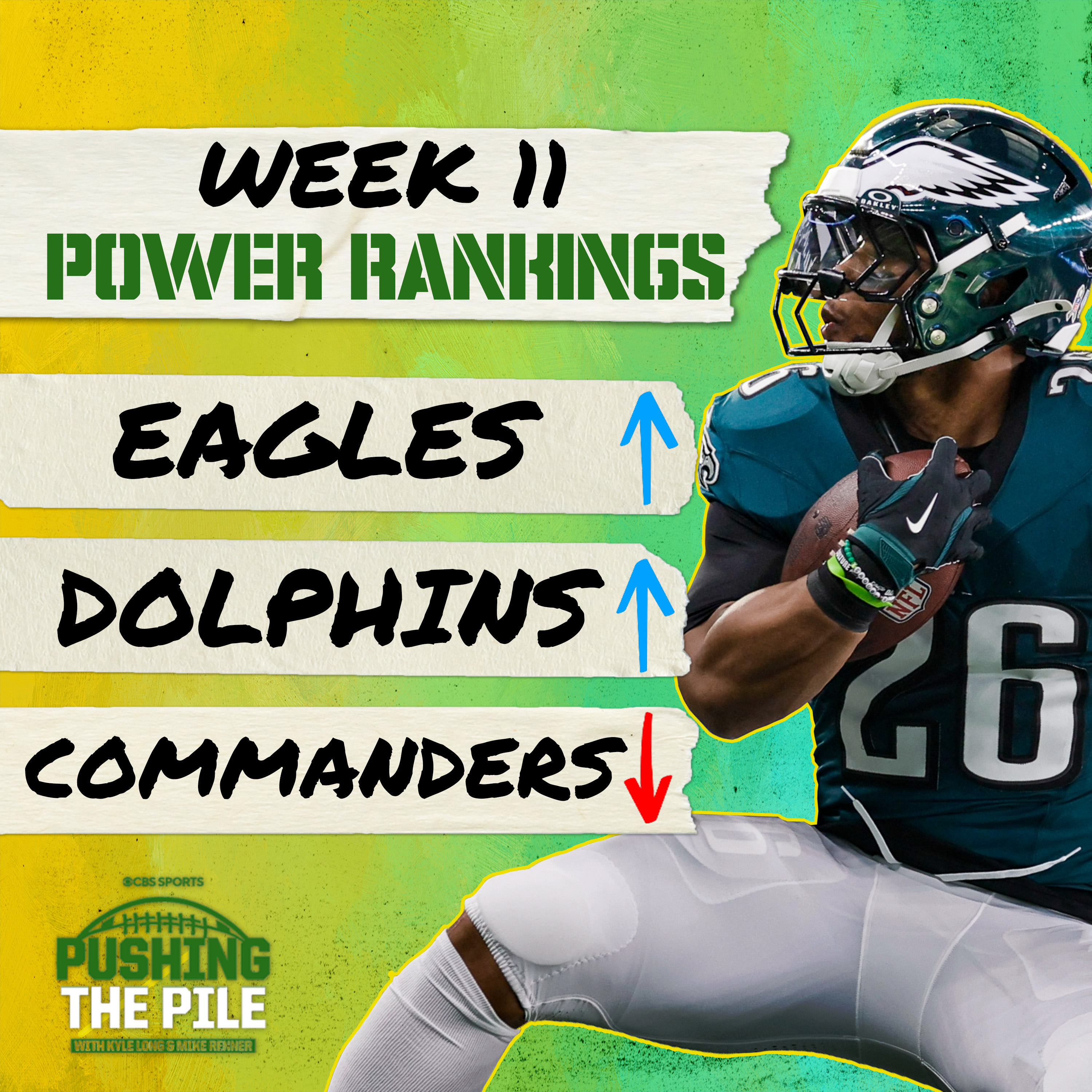 Week 11 Power Rankings: Eagles, Dolphins Panthers creep up, Commanders, Falcons tumble w/Pete Prisco episode artwork