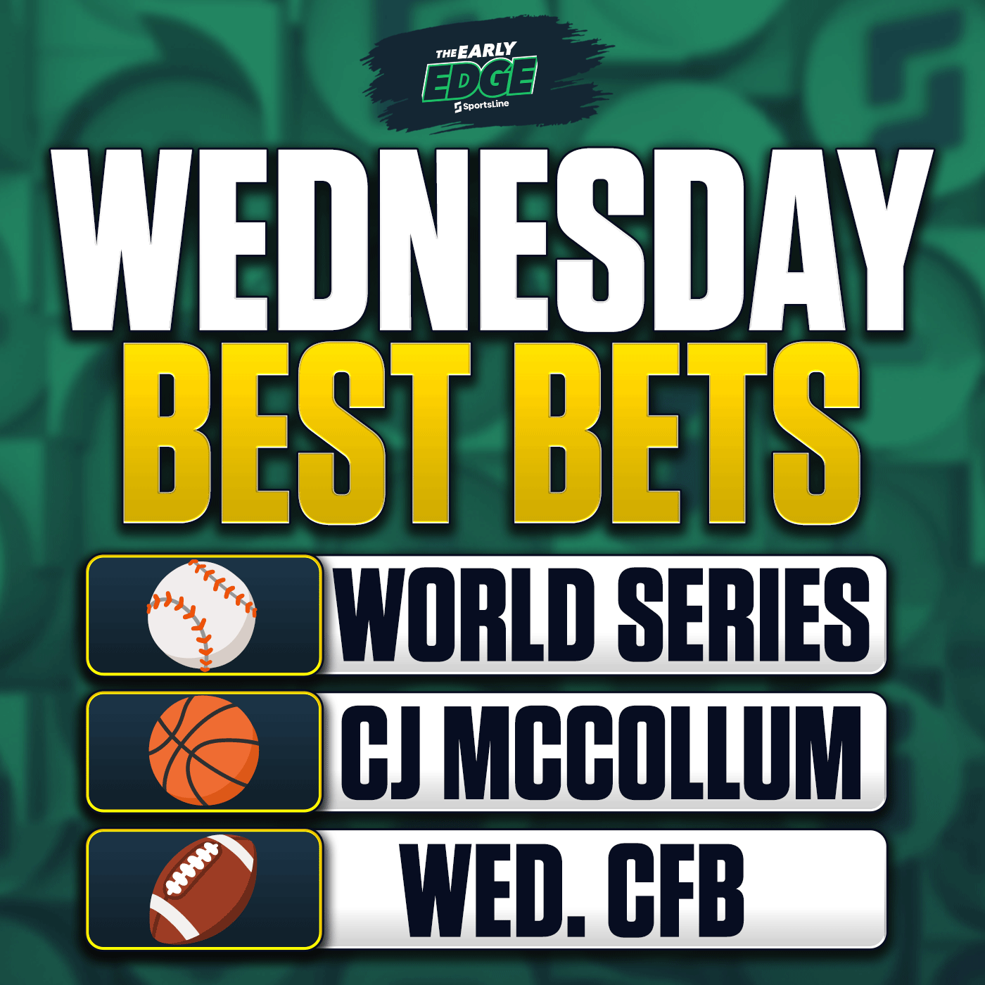 Wednesday's BEST BETS: World Series Bets + CFB Picks + NBA Picks Wednesday's BEST BETS: World Series Bets + CFB Picks + NBA Picks