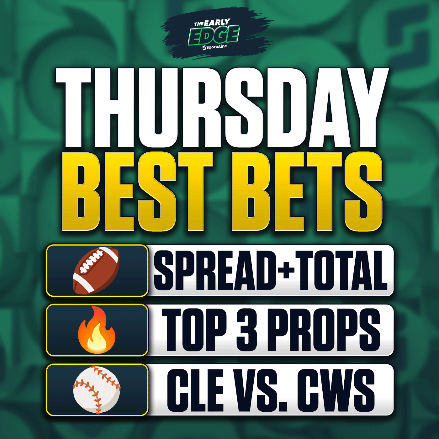 Thursday's BEST BETS: Thursday Night Football Picks + Guardians-White Sox Bets