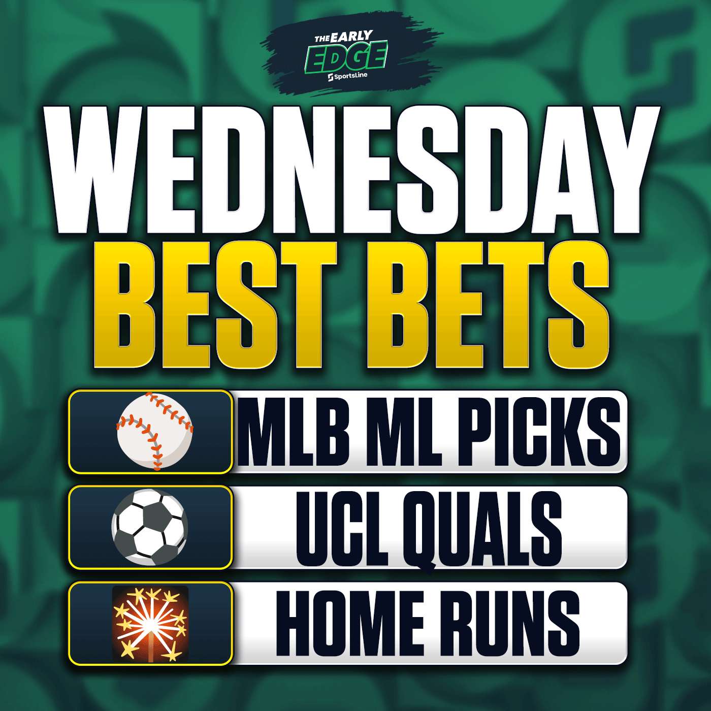 Wednesday's BEST BETS: MLB Picks + Soccer Bets + NFL episode artwork