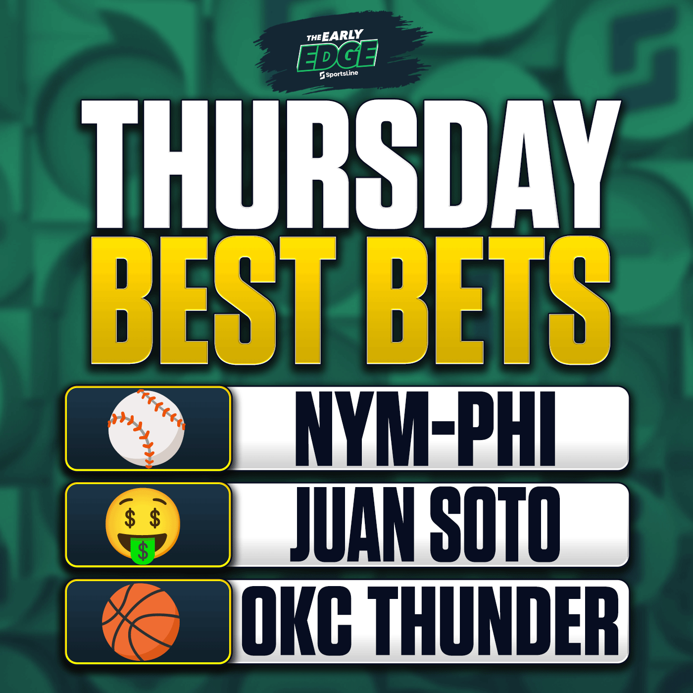 Thursday's BEST BETS: MLB Picks + The Open Bets + UFC episode artwork