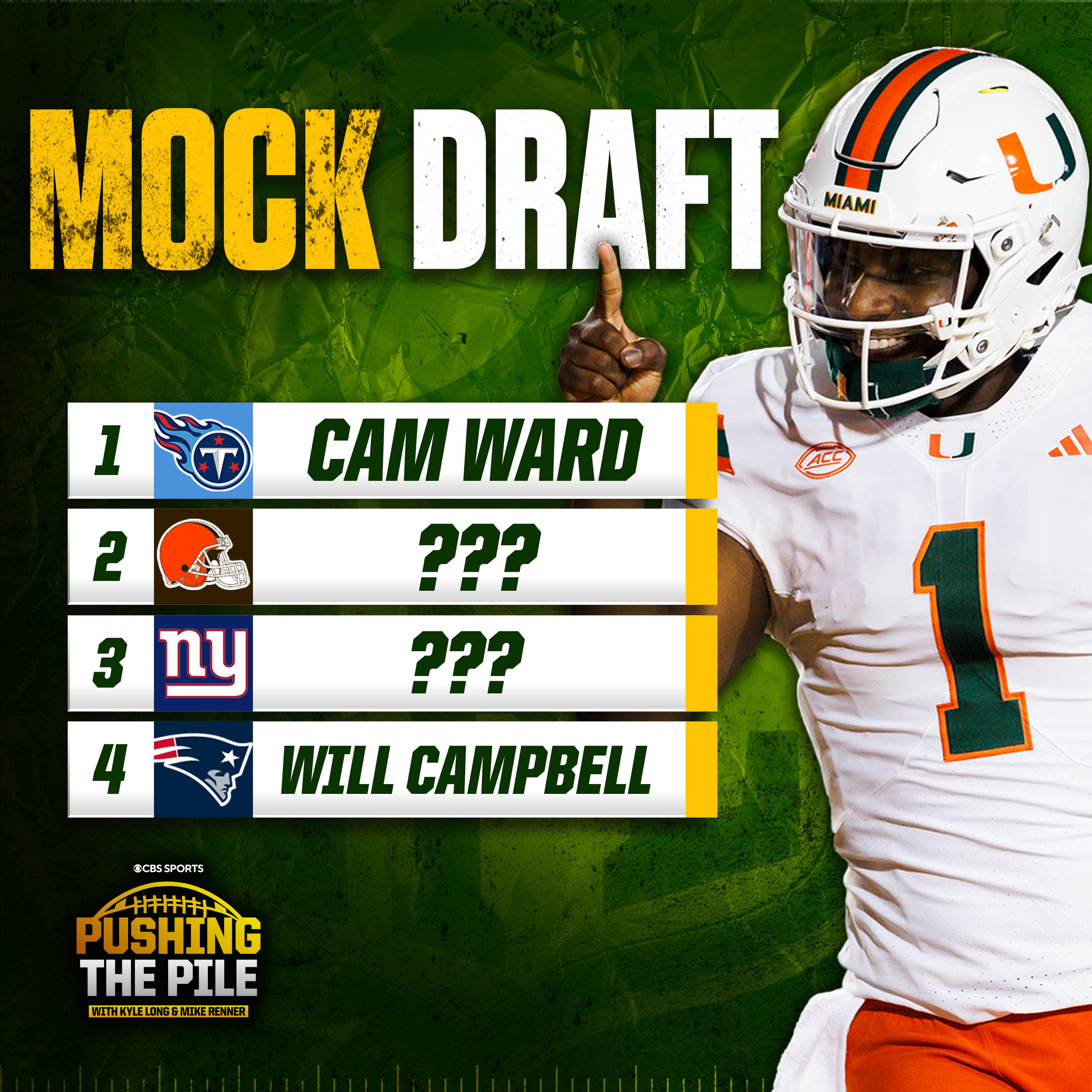 Pushing the Pile - Official PTP 2025 NFL Mock Draft | Jaxson Dart Sneaks into Round 1, 2 TEs Go in Top 15 Picks episode artwork
